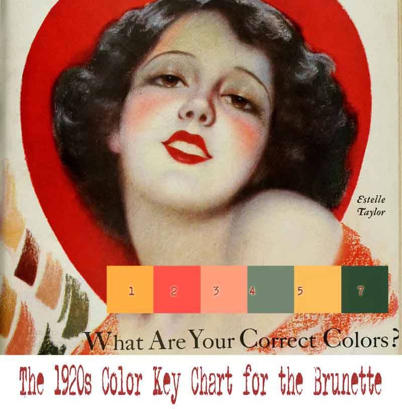 1920s Color Chart For Your Type Brunettes Vintage Makeup Guides   The 1920s Color Key Chart For Brunette 