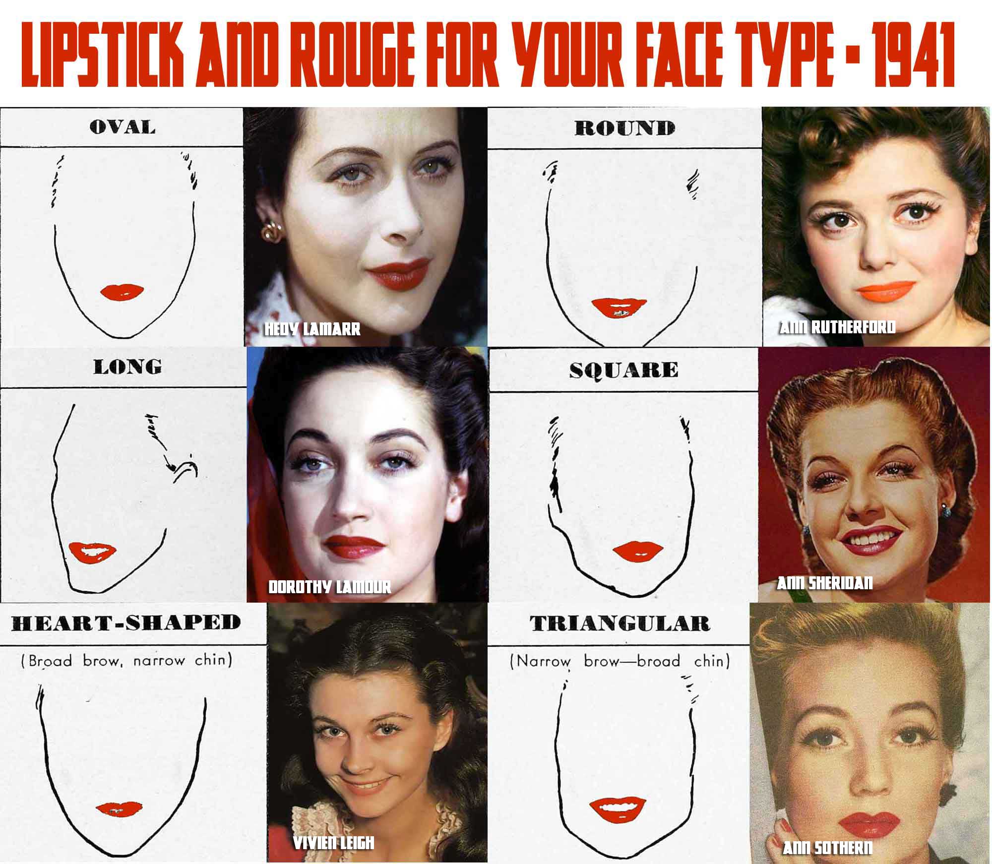 Lipstick-and-Rouge-for-your-face-Shape---1940s